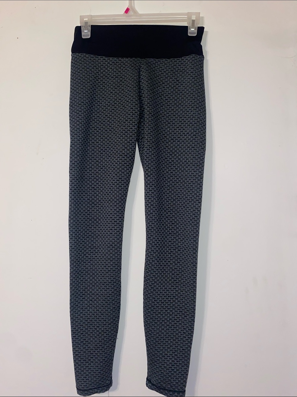 High-Waist Textured Gray & Black Leggings
